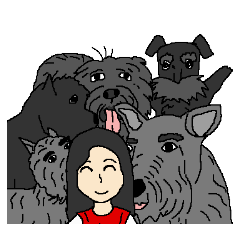 Wen with her black Ma Ma dog