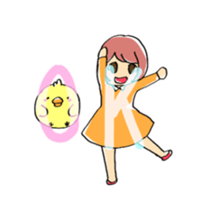 Girl and chick ~part time job~ sticker #10080078
