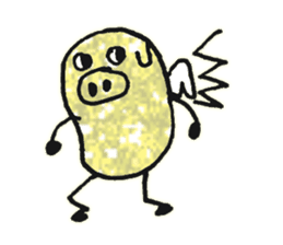 Feathered golden pig sticker #10091087