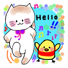 Nina cat and Hina chick.