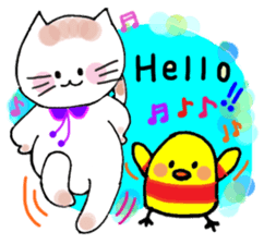 Nina cat and Hina chick. sticker #10093458
