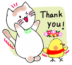 Nina cat and Hina chick. sticker #10093459