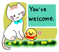 Nina cat and Hina chick. sticker #10093460