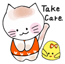 Nina cat and Hina chick. sticker #10093461