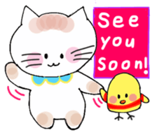 Nina cat and Hina chick. sticker #10093462