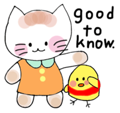 Nina cat and Hina chick. sticker #10093463
