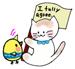 Nina cat and Hina chick. sticker #10093466