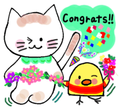 Nina cat and Hina chick. sticker #10093469