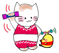 Nina cat and Hina chick. sticker #10093472