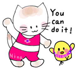 Nina cat and Hina chick. sticker #10093474