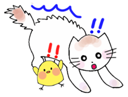 Nina cat and Hina chick. sticker #10093482