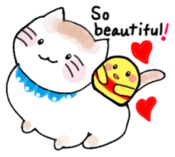 Nina cat and Hina chick. sticker #10093493