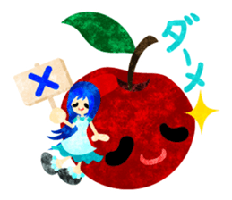Sticker of fruits and little girls sticker #10117673