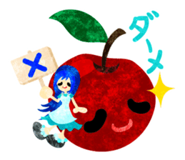 Sticker of fruits and little girls sticker #10117673