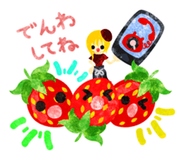 Sticker of fruits and little girls sticker #10117674