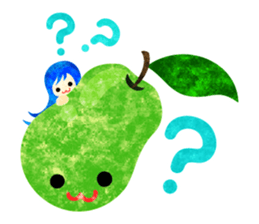 Sticker of fruits and little girls sticker #10117676