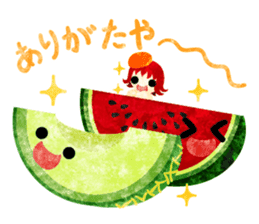 Sticker of fruits and little girls sticker #10117684