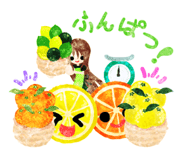 Sticker of fruits and little girls sticker #10117685