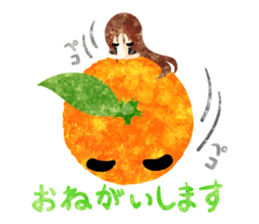 Sticker of fruits and little girls sticker #10117693