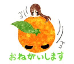 Sticker of fruits and little girls sticker #10117693