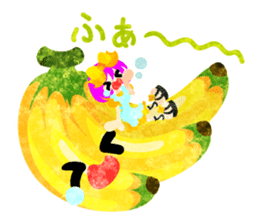 Sticker of fruits and little girls sticker #10117694