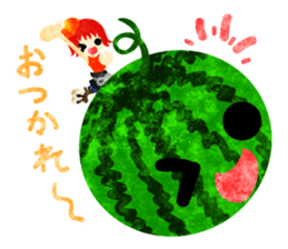 Sticker of fruits and little girls sticker #10117697