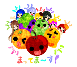 Sticker of fruits and little girls sticker #10117711