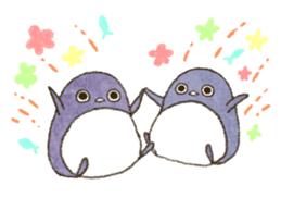 Blue penguins and gray seals sticker #10119960