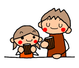 ORANGE chan and BROWN kun5 sticker #10122766