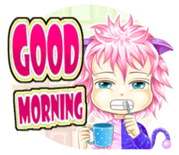 Small purple cat version of sister Awa sticker #10126152