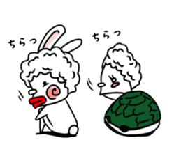 Cute rabbit and turtle sticker #10190649