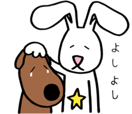 Star rabbit and Peace dog. sticker #10218143