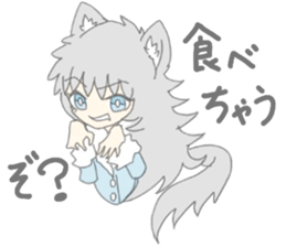 grey wolf girl sticker #10222994