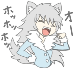grey wolf girl sticker #10222995