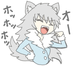 grey wolf girl sticker #10222995