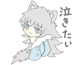 grey wolf girl sticker #10222996