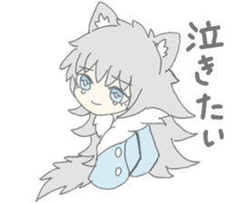 grey wolf girl sticker #10222996