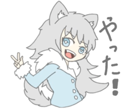 grey wolf girl sticker #10223004