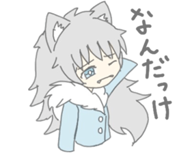 grey wolf girl sticker #10223005
