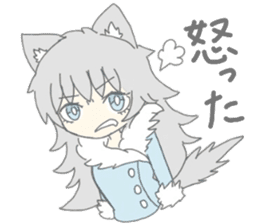 grey wolf girl sticker #10223006