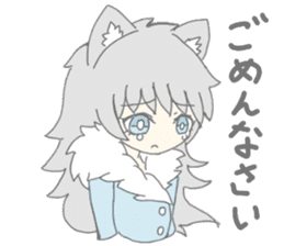 grey wolf girl sticker #10223007