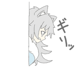 grey wolf girl sticker #10223012