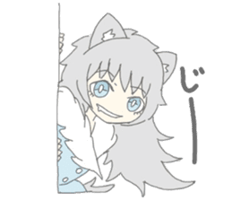 grey wolf girl sticker #10223013