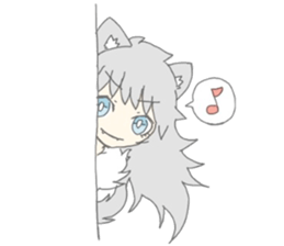 grey wolf girl sticker #10223014