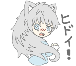 grey wolf girl sticker #10223015