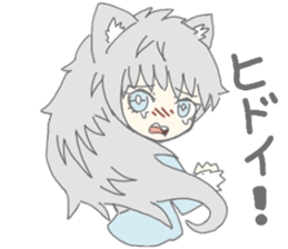 grey wolf girl sticker #10223015