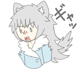 grey wolf girl sticker #10223016