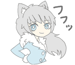 grey wolf girl sticker #10223021