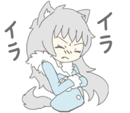 grey wolf girl sticker #10223023