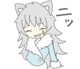 grey wolf girl sticker #10223025